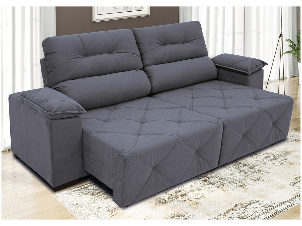 Sofá Retrátil Reclinável 3 Lugares Suede Moviment Grazzia Linoforte - 4
