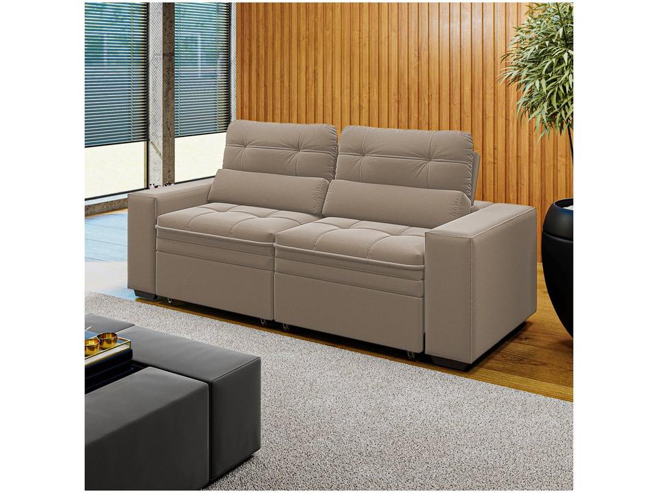 Sofá Retrátil Reclinável 3 Lugares Veludo com Baú - 5