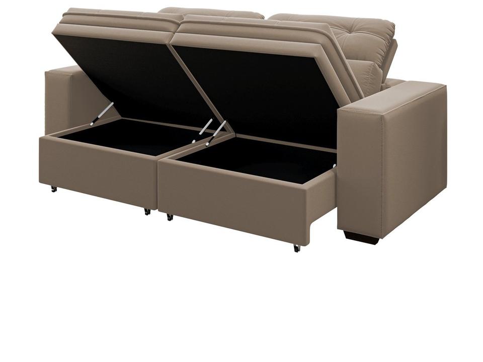 Sofá Retrátil Reclinável 3 Lugares Veludo com Baú - 4