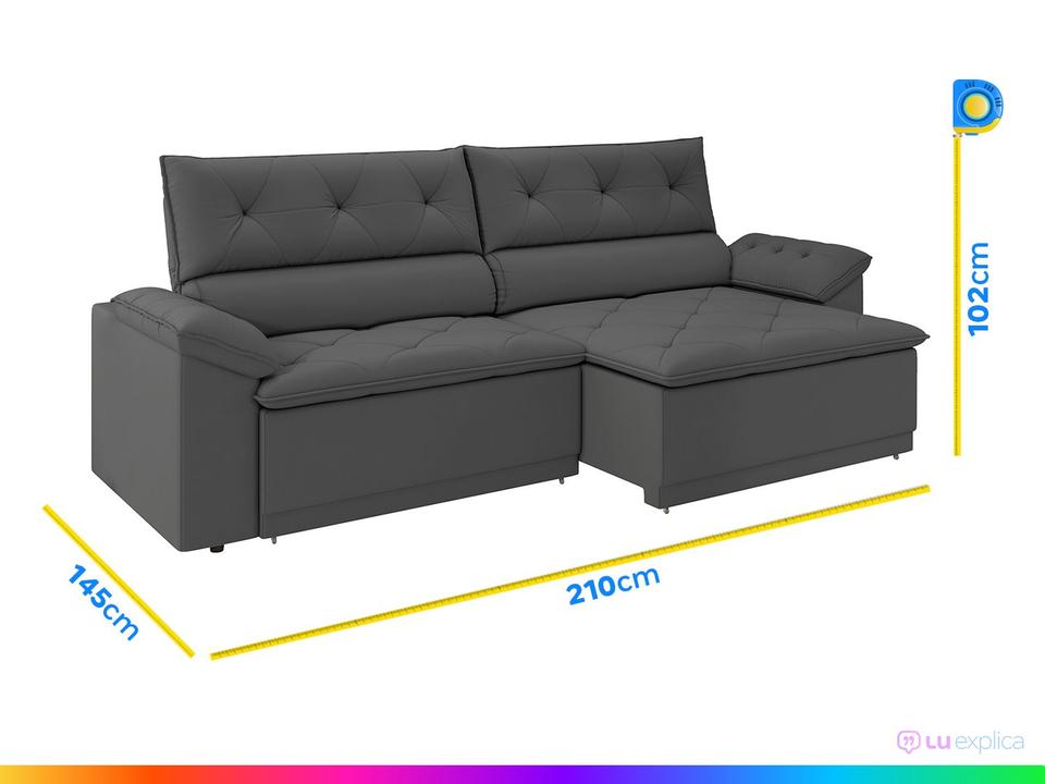 Sofá Retrátil Reclinável 3 Lugares Veludo Ibiza Besthouse - 2