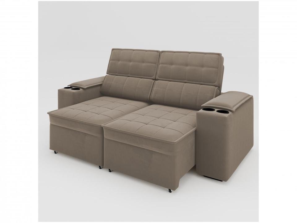 Sofá Retrátil Reclinável 3 Lugares Veludo Joly Cancún Gralha Azul Estofados - 4