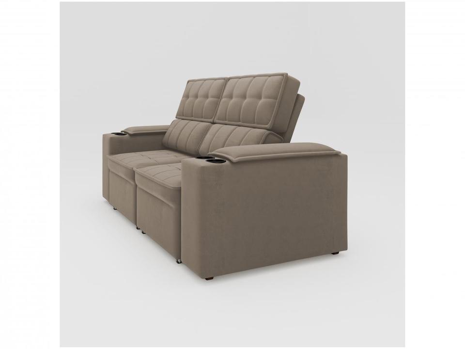 Sofá Retrátil Reclinável 3 Lugares Veludo Joly Cancún Gralha Azul Estofados - 5