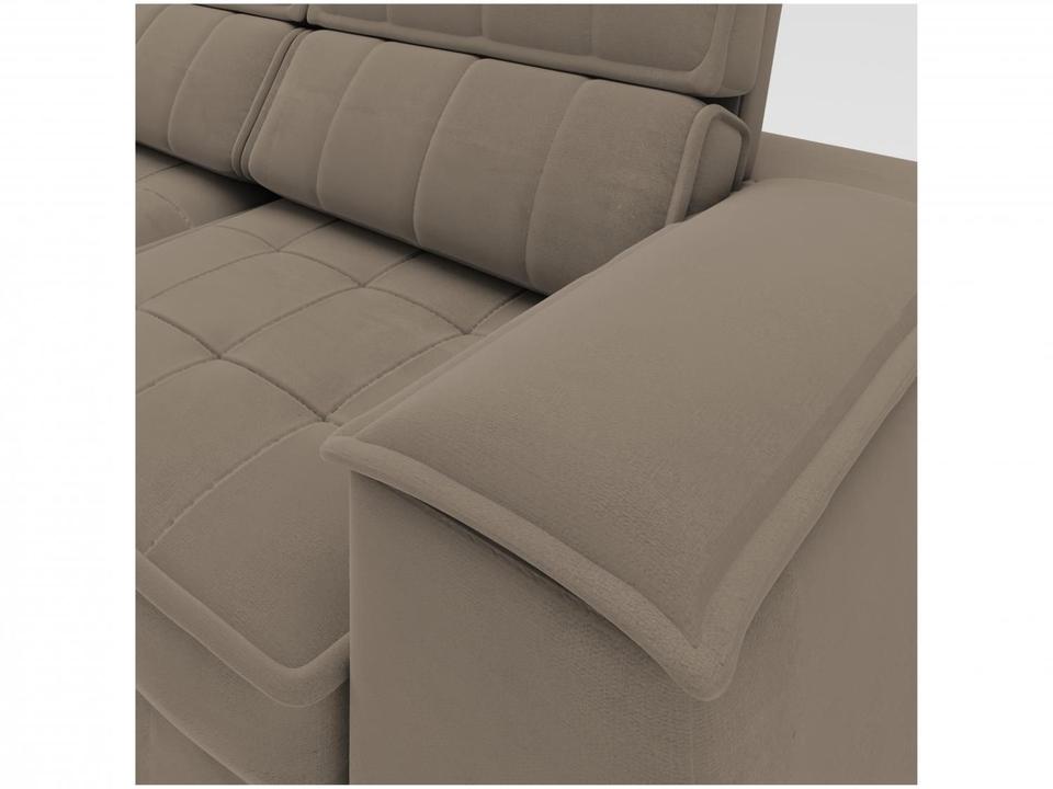 Sofá Retrátil Reclinável 3 Lugares Veludo Joly Cancún Gralha Azul Estofados - 7