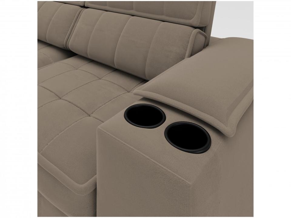 Sofá Retrátil Reclinável 3 Lugares Veludo Joly Cancún Gralha Azul Estofados - 8