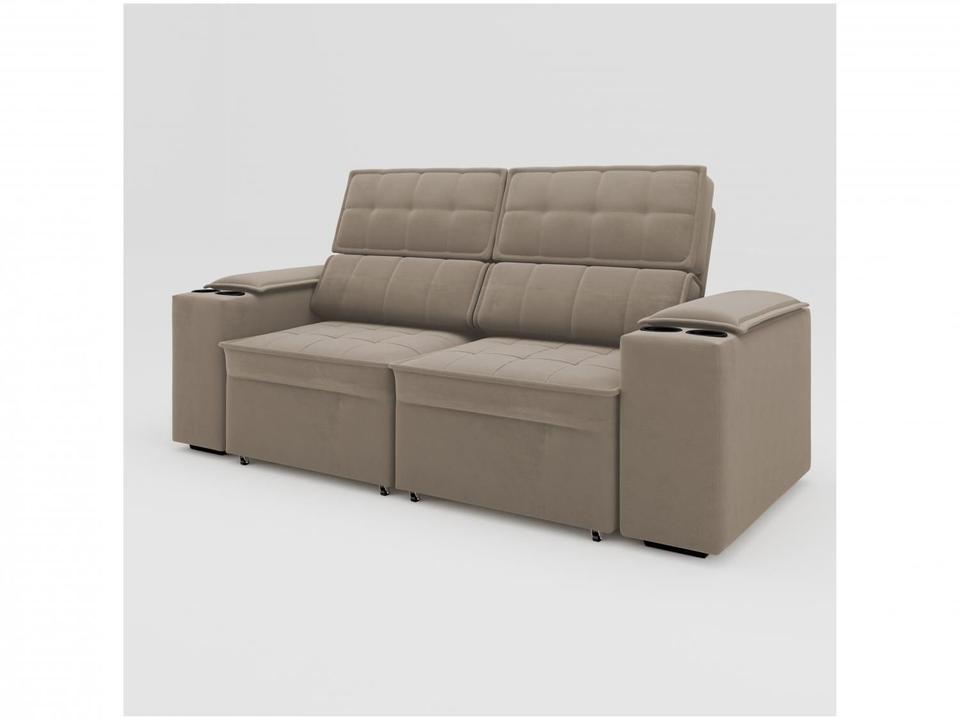 Sofá Retrátil Reclinável 3 Lugares Veludo Joly Cancún Gralha Azul Estofados - 3