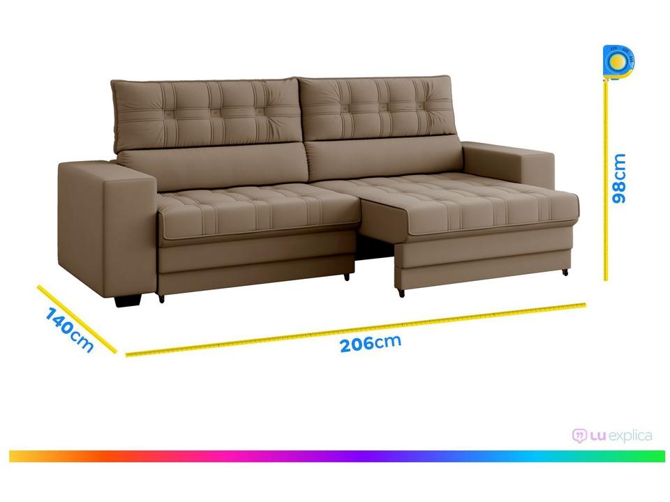 Sofá Retrátil Reclinável 3 Lugares Veludo Medelín Besthouse - 2