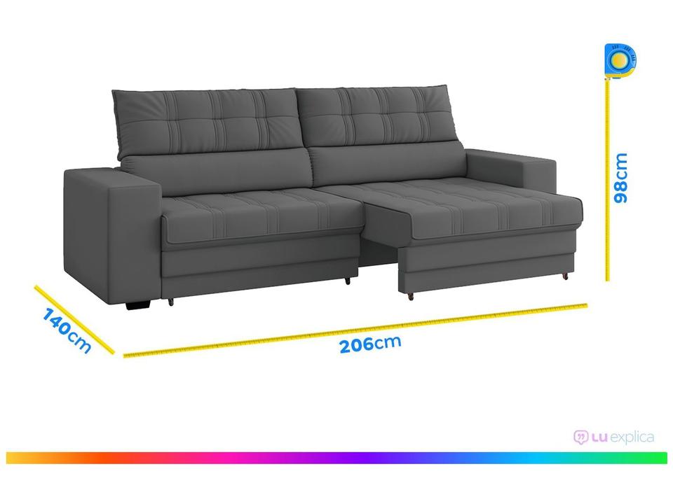 Sofá Retrátil Reclinável 3 Lugares Veludo Medelín - 2