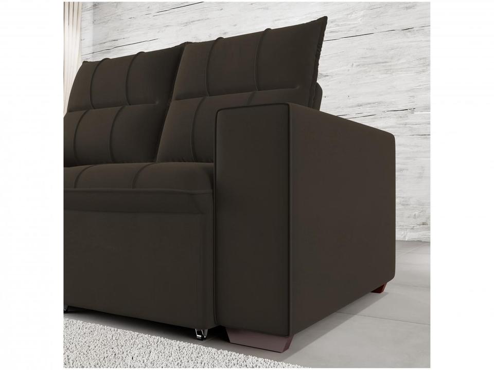 Sofá Retrátil Reclinável 3 Lugares Veludo Miami Gralha Azul Estofados - 9