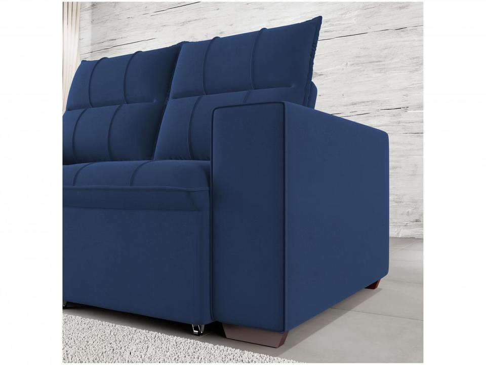 Sofá Retrátil Reclinável 3 Lugares Veludo Miami Gralha Azul Estofados - 9