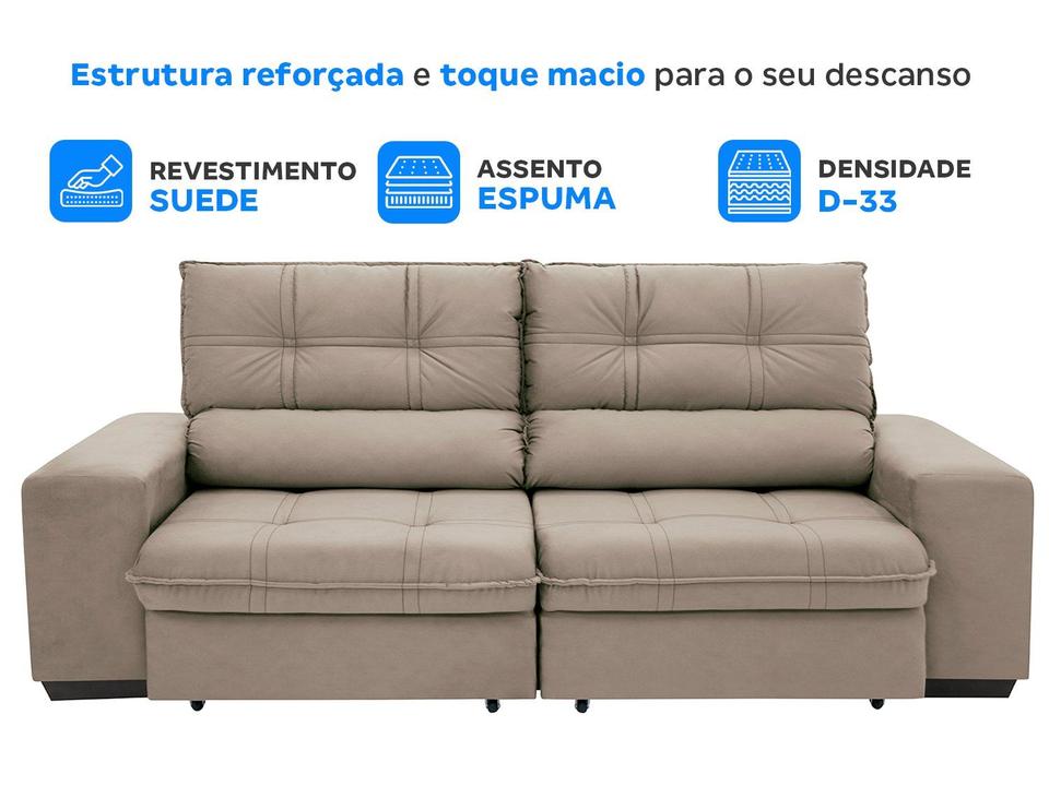 Sofá Retrátil Reclinável 4 Lugares Suede Brunello Linoforte - 3