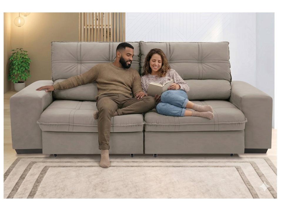 Sofá Retrátil Reclinável 4 Lugares Suede Brunello Linoforte - 7