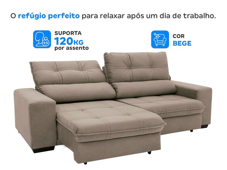 Sofá Retrátil Reclinável 4 Lugares Suede Brunello Linoforte - 4