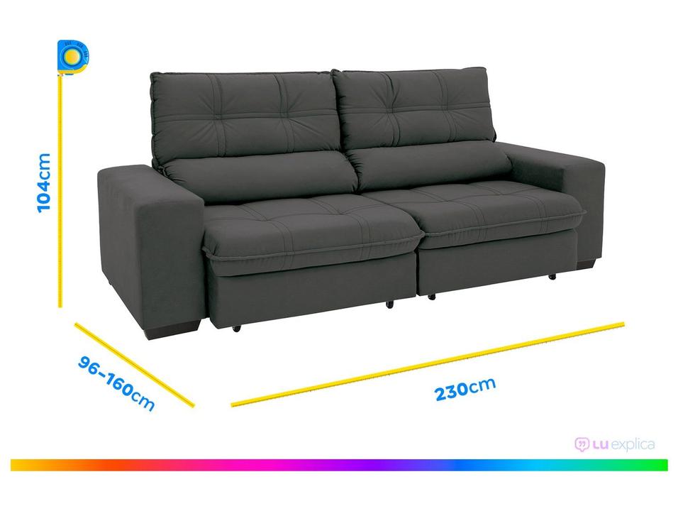 Sofá Retrátil Reclinável 4 Lugares Suede Brunello Linoforte - 5