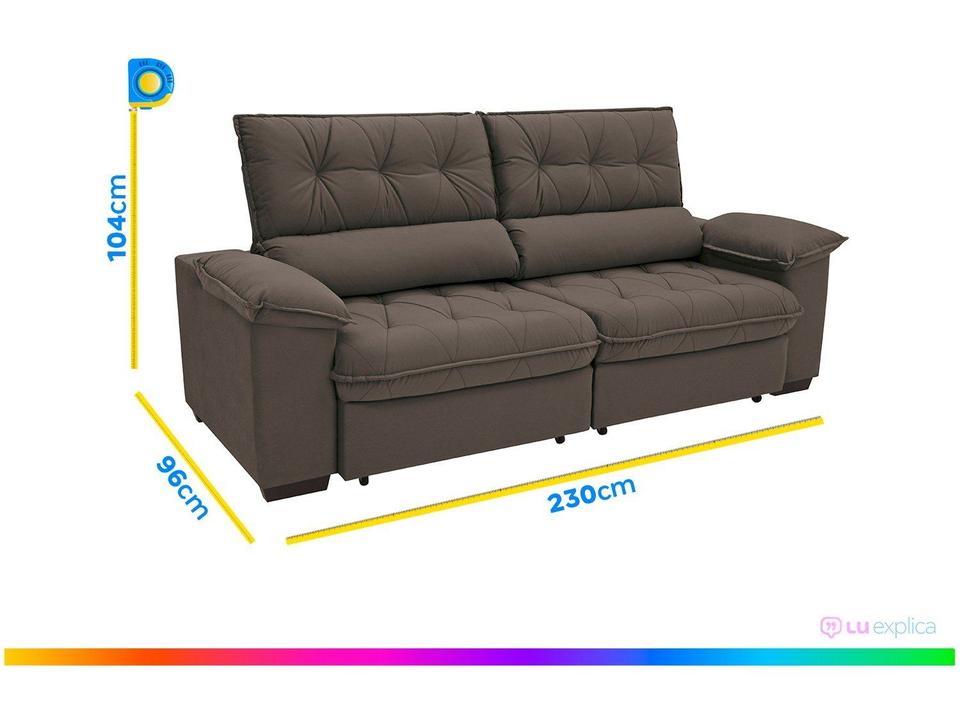 Sofá Retrátil Reclinável 4 Lugares Suede Hannover - 10