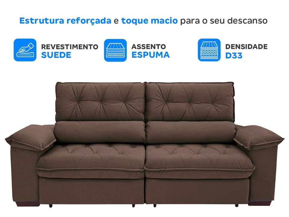 Sofá Retrátil Reclinável 4 Lugares Suede Hannover - 3