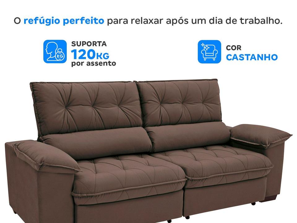 Sofá Retrátil Reclinável 4 Lugares Suede Hannover - 4