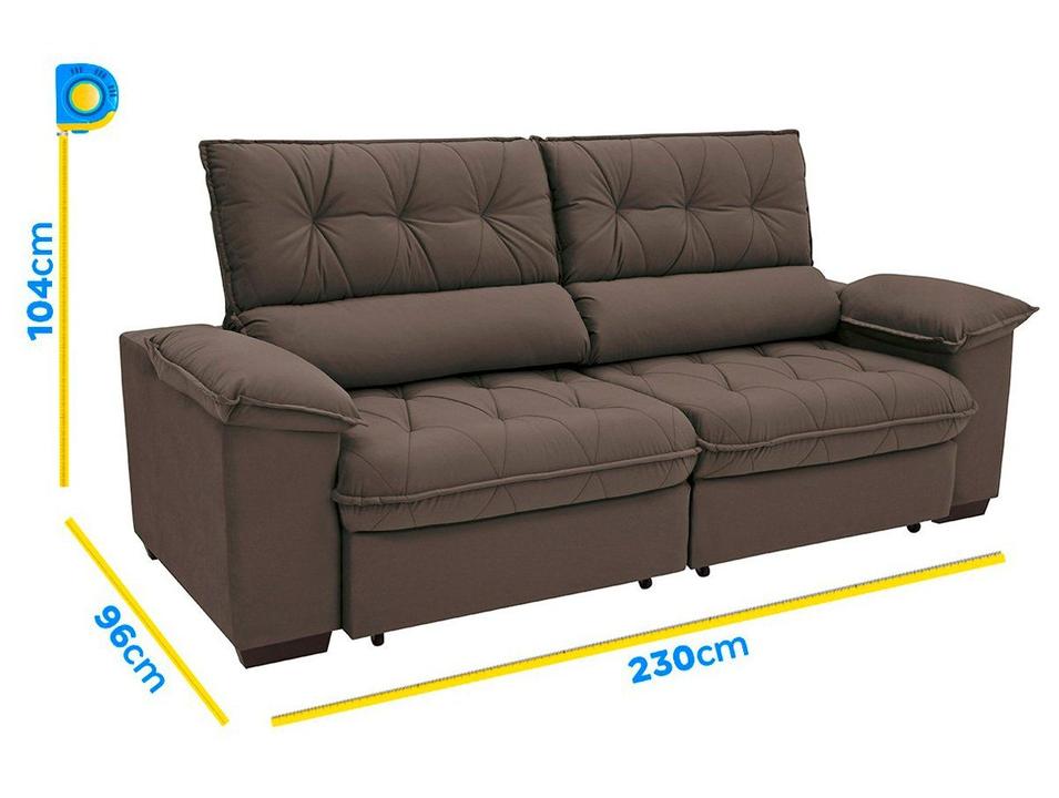 Sofá Retrátil Reclinável 4 Lugares Suede Hannover - 5
