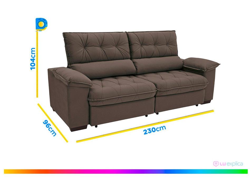 Sofá Retrátil Reclinável 4 Lugares Suede Hannover - 9