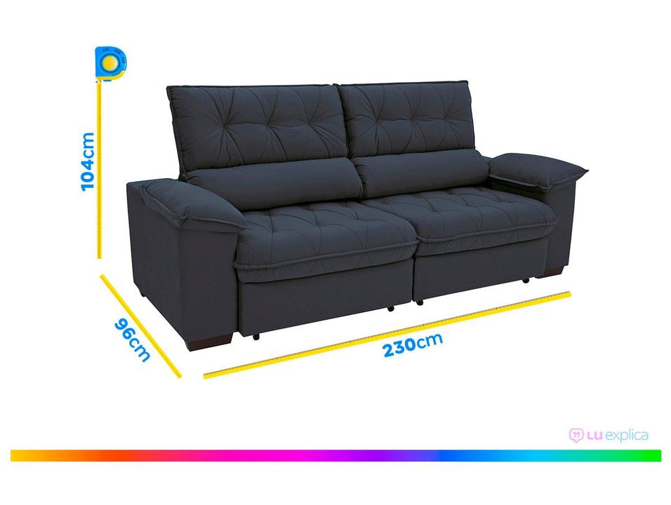 Sofá Retrátil Reclinável 4 Lugares Suede Hannover - 9