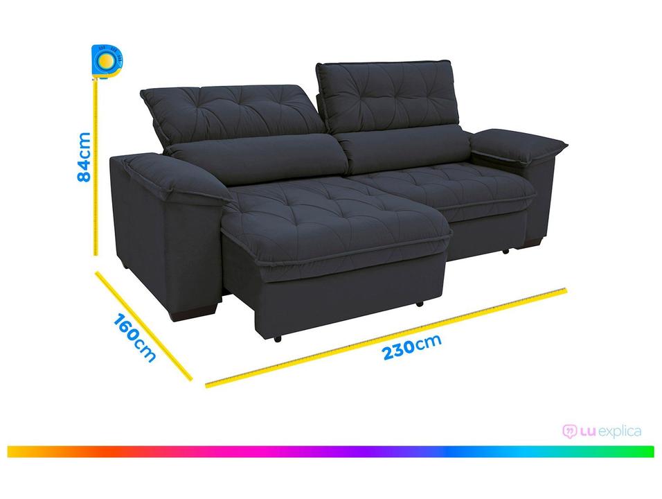 Sofá Retrátil Reclinável 4 Lugares Suede Hannover - 8