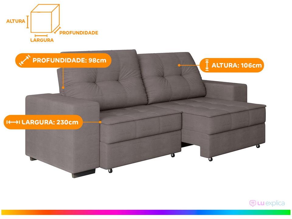 Sofá Retrátil Reclinável 4 Lugares Suede Moviment Artesano Linoforte - 2