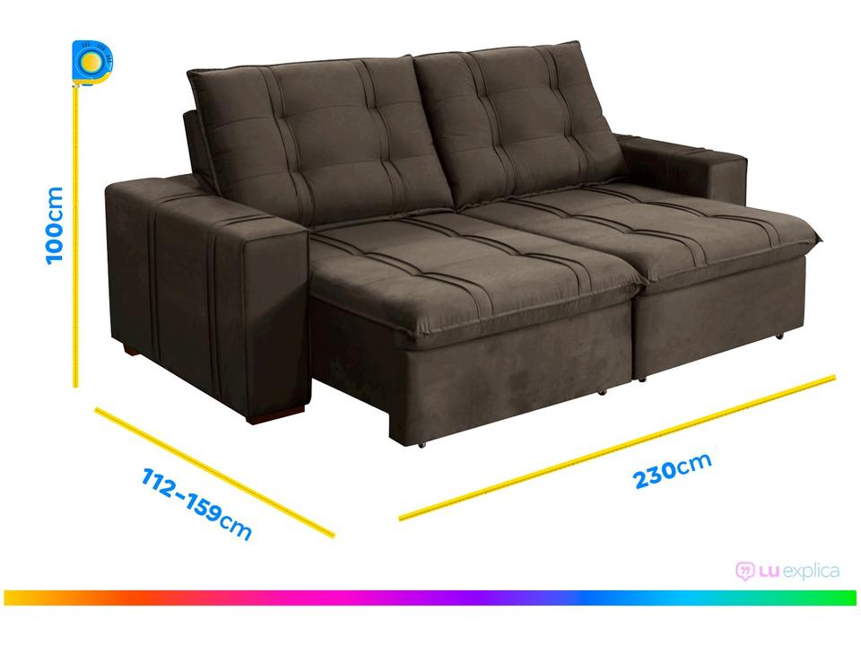 Sofá Retrátil Reclinável 4 Lugares Veludo Joly Bipartido Tallin Plus Gralha Azul - 2