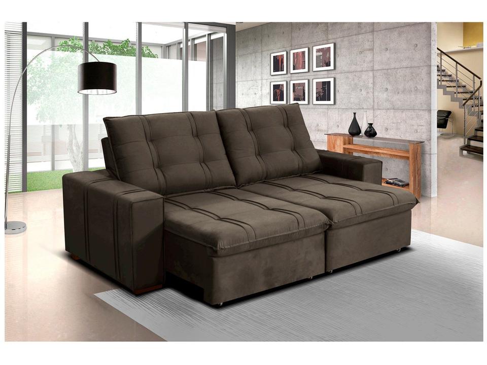 Sofá Retrátil Reclinável 4 Lugares Veludo Joly Bipartido Tallin Plus Gralha Azul - 3