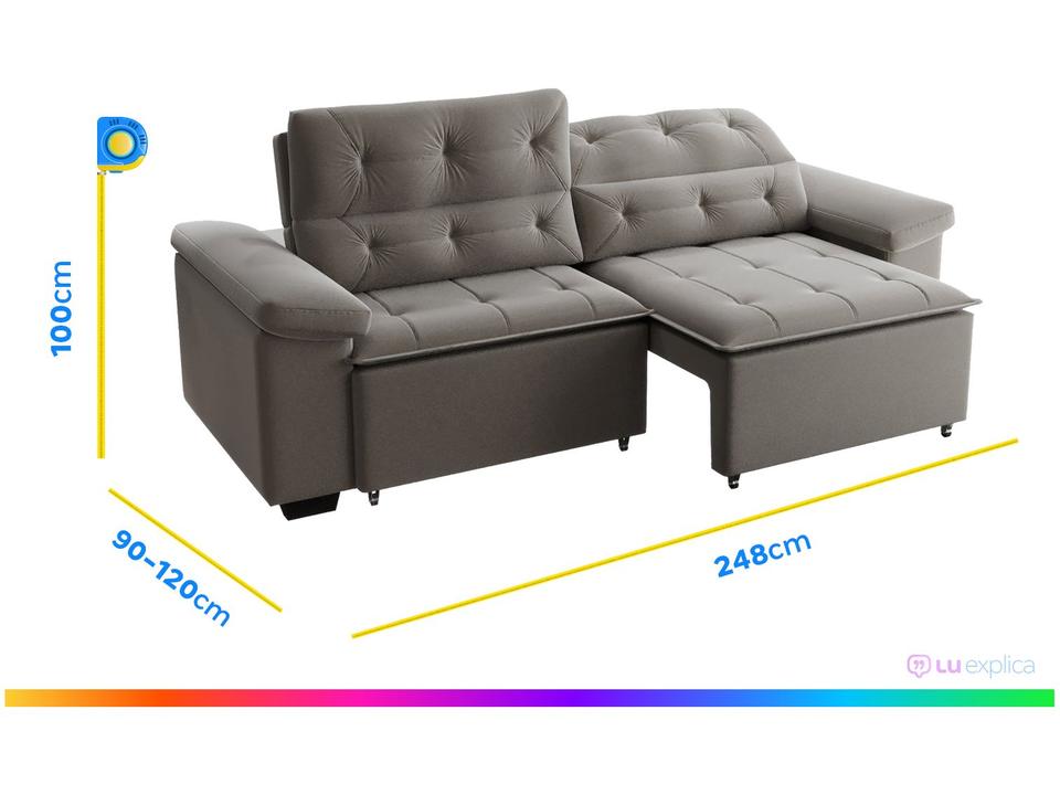 Sofá Retrátil Reclinável 4 Lugares Veludo Phormatta Costa Rica SMP - 2