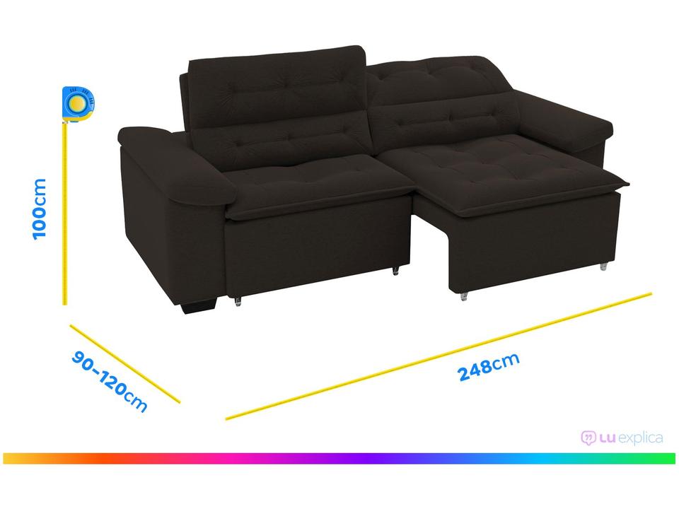 Sofá Retrátil Reclinável 4 Lugares Veludo Phormatta Costa Rica SMP - 2