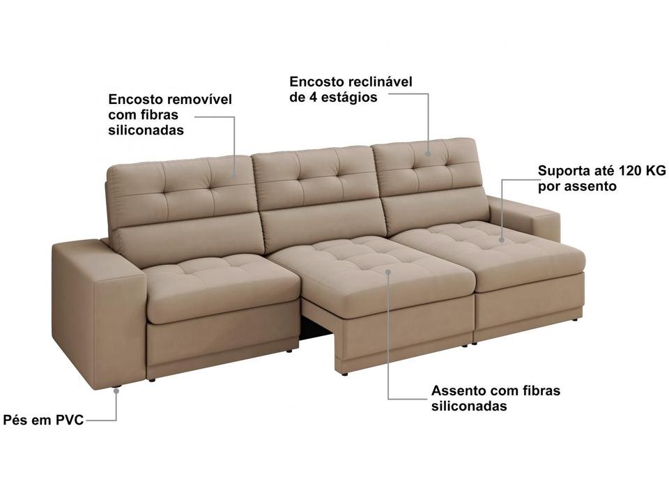 Sofá Retrátil Reclinável 4 Lugares Veludo Roma Besthouse - 4