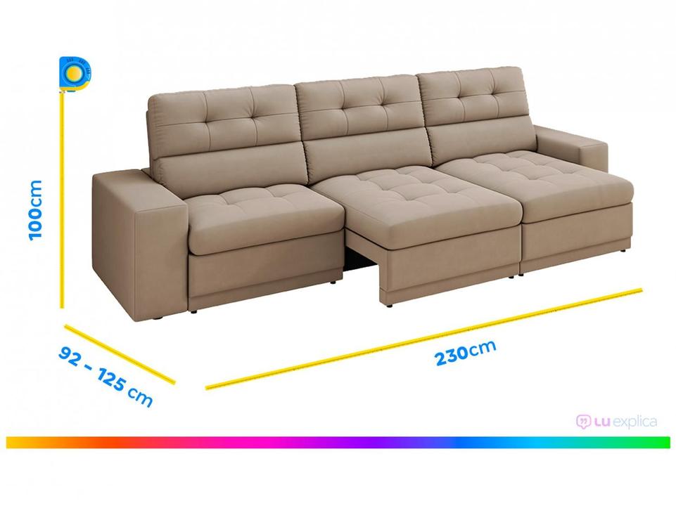 Sofá Retrátil Reclinável 4 Lugares Veludo Roma Besthouse - 2