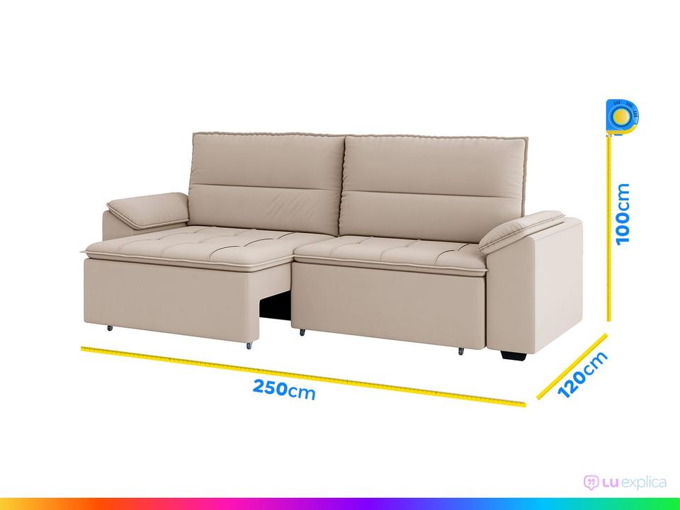 Sofá Retrátil Reclinável 5 Lugares Veludo Panamá Besthouse - 2