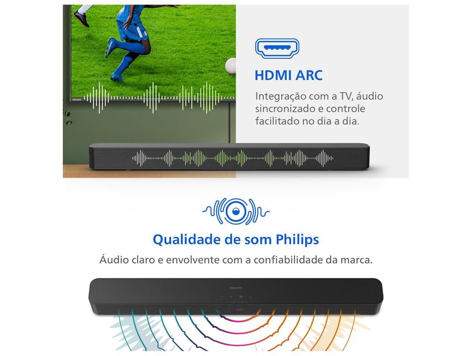 Soundbar Philips TAB4000/78 2.0 Canais Bluetooth 60W Preto - 2