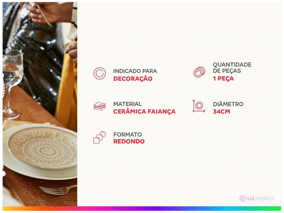 Sousplat Rosa 34cm Alleanza Stripe - 1