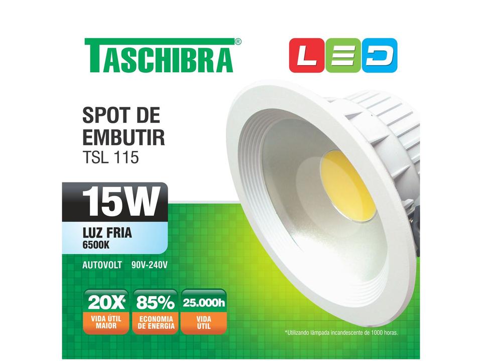Spot de LED de Embutir Redondo Branco Taschibra - TSL 115 - 2