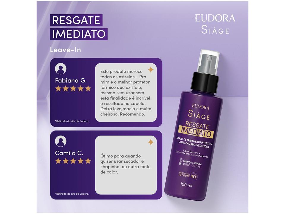 Spray Finalizador de Cabelo Eudora Siàge Resgate Imediato 100ml - 2