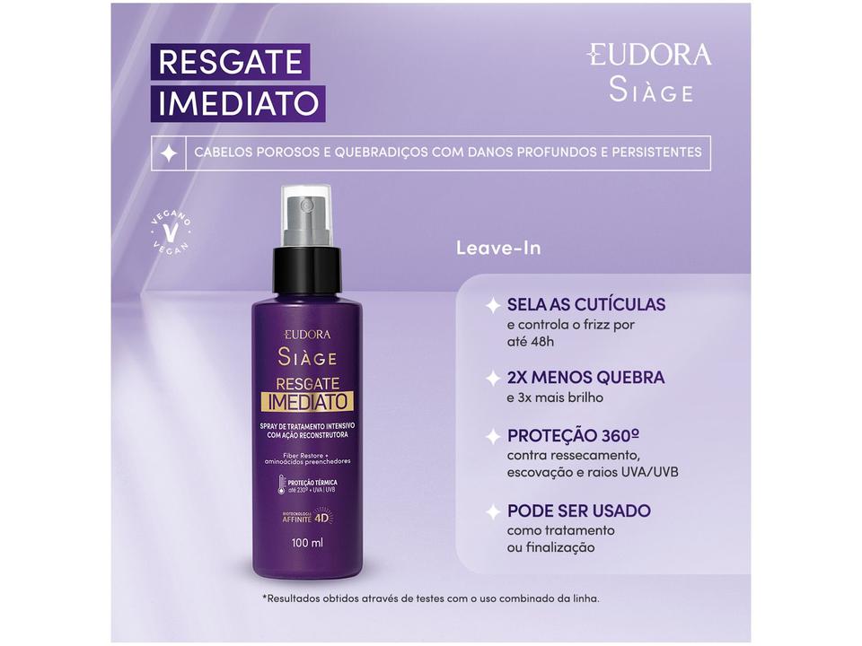 Spray Finalizador de Cabelo Eudora Siàge Resgate Imediato 100ml - 1