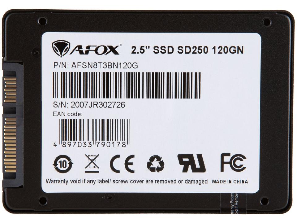 SSD 500GB AFOX SD250-500GN SATA III Leitura 560MB/s e Gravação 512MB/s - 3