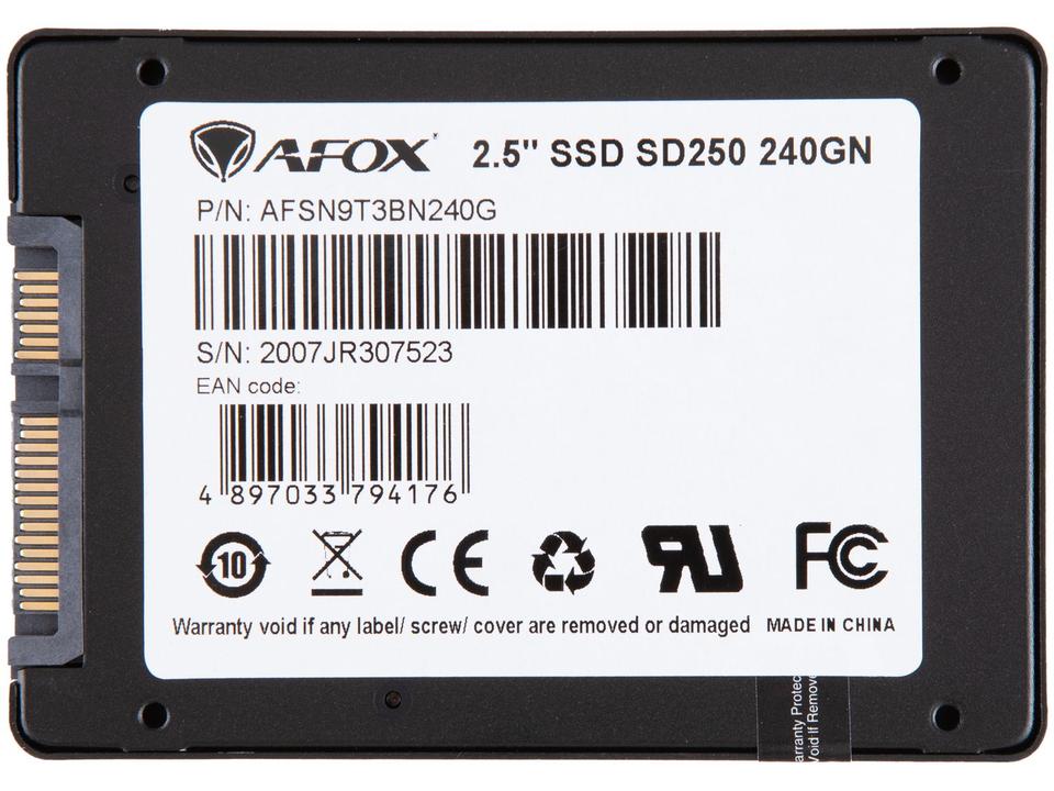 SSD 240GB AFOX SD250-240GN SATA III Leitura 560MB/s e Gravação 500MB/s - 3