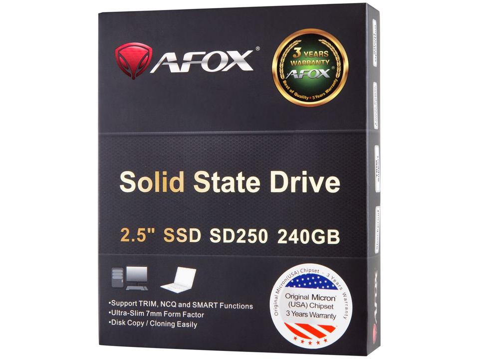 SSD 240GB AFOX SD250-240GN SATA III Leitura 560MB/s e Gravação 500MB/s - 4