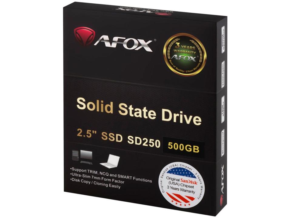 SSD 500GB AFOX SD250-500GN SATA III Leitura 560MB/s e Gravação 512MB/s - 4