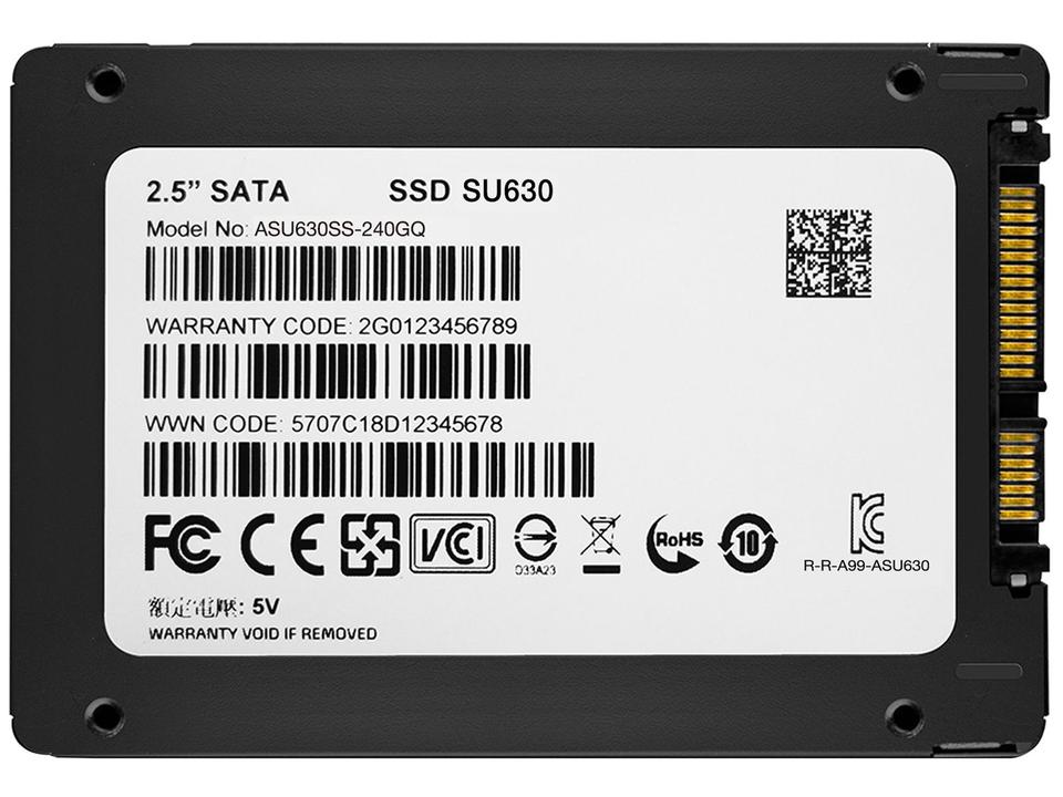 SSD Adata 960GB SATA III 2.5” Leitura 520MB/s e Gravação 450MB/s SU630 - 4