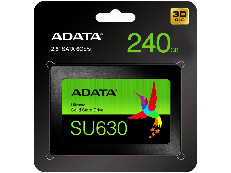 SSD Adata 960GB SATA III 2.5” Leitura 520MB/s e Gravação 450MB/s SU630