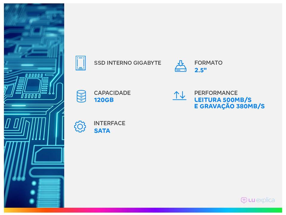 SSD Gigabyte 120GB SATA 2.5” Leitura 500MB/s e Gravação 380MB/s - 1