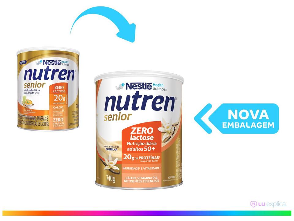 Suplemento Alimentar Adulto Nutren Senior - Sem Sabor Zero Açúcar sem Lactose 740g - 1