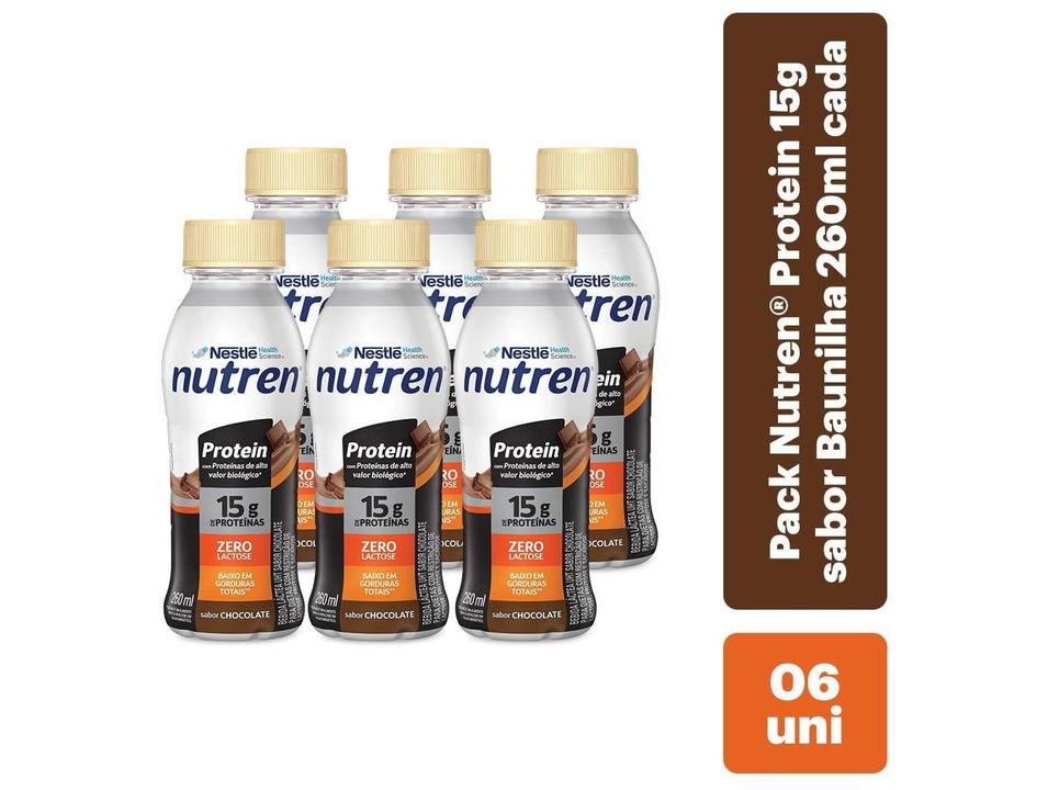 Suplemento Alimentar Nestlé Nutren Protein Zero Lactose Chocolate 260ml 6 Unidades - 1