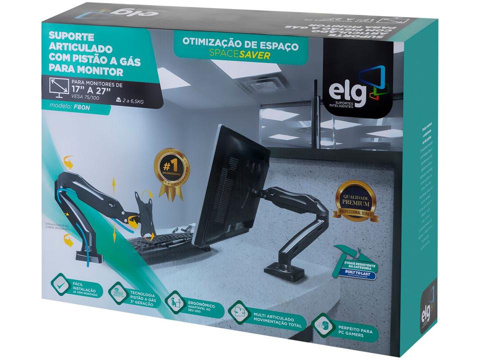 Suporte para Monitor de Mesa Articulado LCD LED até 27” ELG F80 - 13