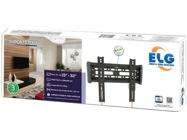 Suporte TV LED/PLASMA/LCD 15 a 32 Polegadas Vesa 200 Preto ELG - 19