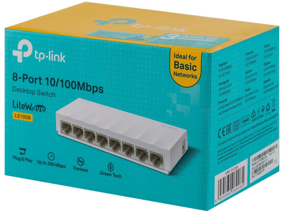 Switch 8 Portas TP-Link LS1008 10/100Mbps - 5