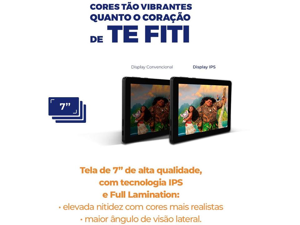 Tablet Infantil Positivo Vision Tab Moana com Capa e Bolsa 3GB RAM 64GB 7" Android 14 Go Wi-Fi - 6